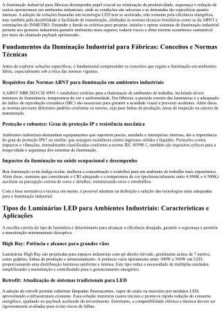 Iluminação industrial LED eficiente para reduzir custos e aumentar produtividade