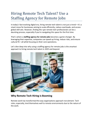 Hiring Remote Tech Talent? Use a Staffing Agency for Remote Jobs