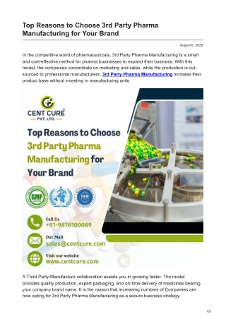 Top Reasons to Choose 3rd Party Pharma Manufacturing for Your Brand