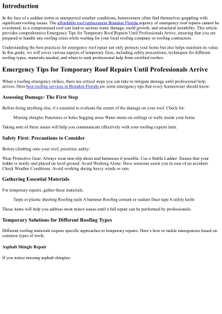 Emergency Tips for Temporary Roof Repairs Until Professionals Arrive