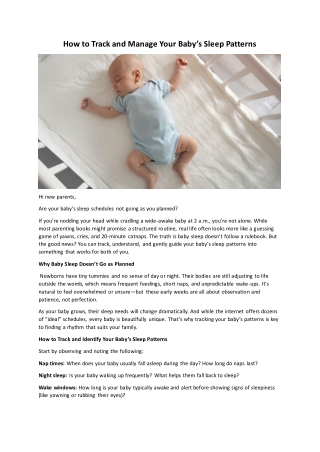 How to Track and Manage Your Baby Sleep Patterns