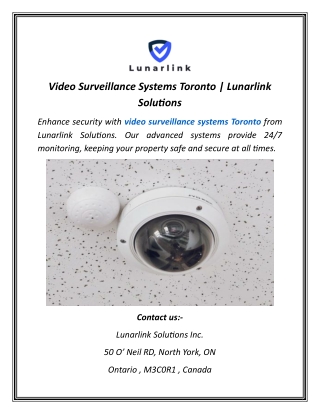 Video Surveillance Systems Toronto | Lunarlink Solutions