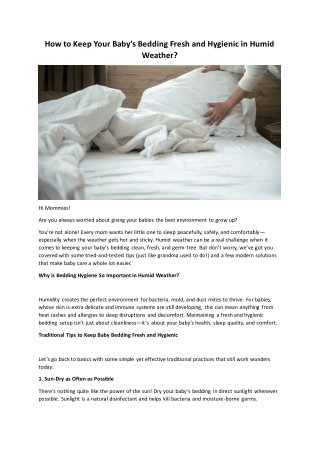 How to Keep Your Baby Bedding Fresh and Hygienic in Humid Weather