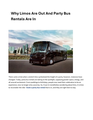 Why Limos Are Out And Party Bus Rentals Are In