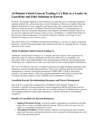 Al-Hakimi United General Trading Co’s Role as a Leader in Laserfiche and Zoho