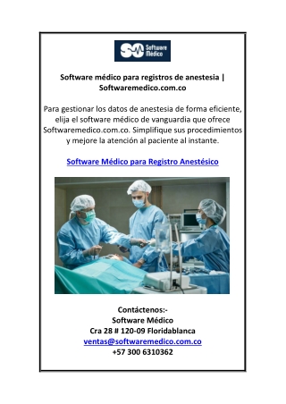 Software médico para registros de anestesia | Softwaremedico.com.co