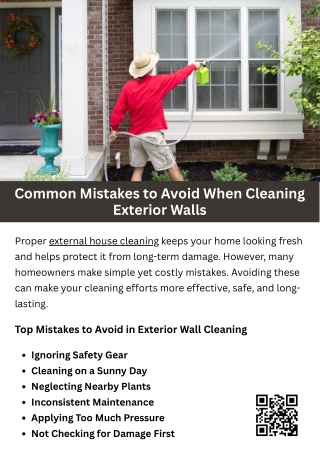 Common Mistakes to Avoid When Cleaning Exterior Walls