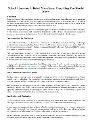 School Admission in Dubai Made Easy: Everything You Should Know