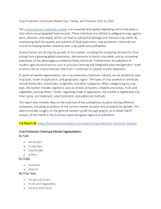 Global Crop Protection Chemicals Market Size, Share & Growth