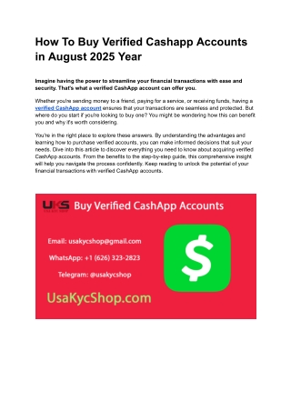 How To Buy Verified Cashapp Accounts in August 2025 Year