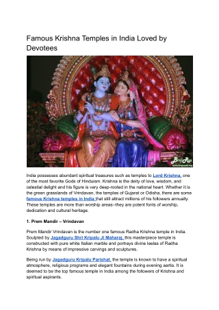 Famous Krishna Temples in India Loved by Devotees
