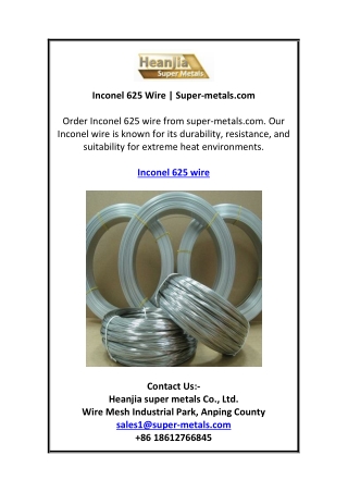 Inconel 625 Wire | Super-metals.com