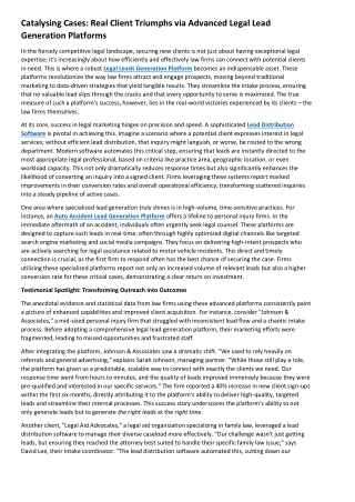 Catalysing Cases Real Client Triumphs via Advanced Legal Lead Generation Platforms