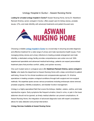 Urology Hospital in Guntur