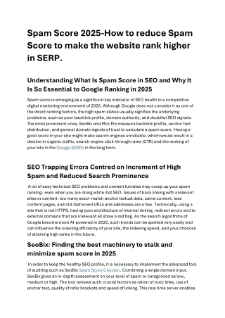 Spam Score 2025-How to reduce Spam Score to make the website rank higher in SERP