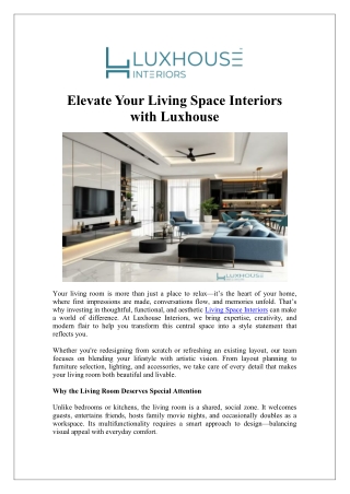 Partner with us for living room interior wall design by Luxhouse Kochi