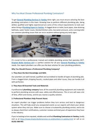 Why You Must Choose Professional Plumbing Contractors