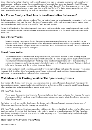 Corner Vanity Pros and Cons for Australian Homes