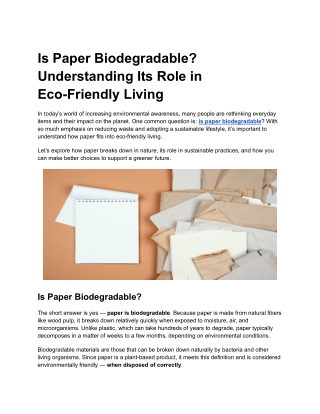 Is Paper Biodegradable_ Understanding Its Role in Eco-Friendly Living