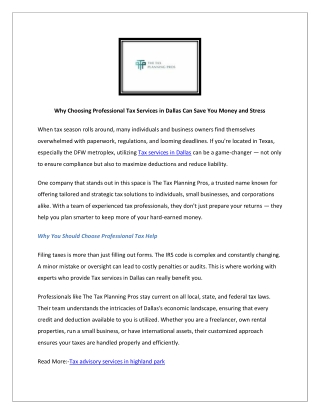 Choosing the Right CPA in Dallas and Plano: A Guide for Individuals and Business