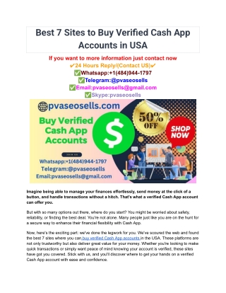 Best 7 Sites to Buy Verified Cash App Accounts in USA