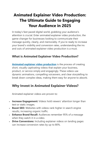 Animated Explainer Video Production: The Ultimate Guide to Engaging Your Audienc