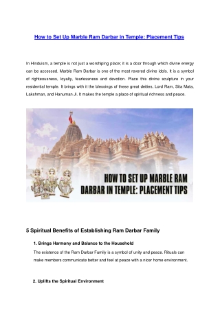 How to Set Up Marble Ram Darbar in Temple: Placement Tips