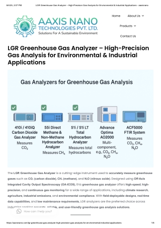 LGR Greenhouse Gas Analyzer – High-Precision Gas Analysis for Environmental & Industrial Applications - aaxisnano