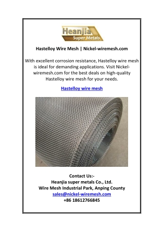 Hastelloy Wire Mesh | Nickel-wiremesh.com