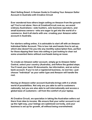 Start Selling Smart: A Human Guide to Creating Your Amazon Seller Account in Aus