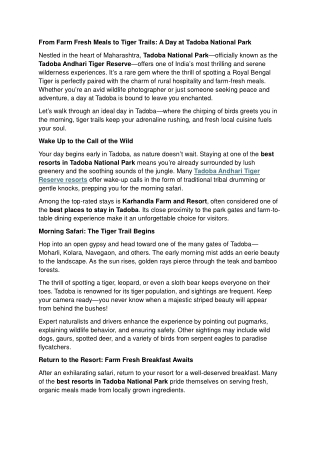 From Farm Fresh Meals to Tiger Trails- A Day at Tadoba National Park