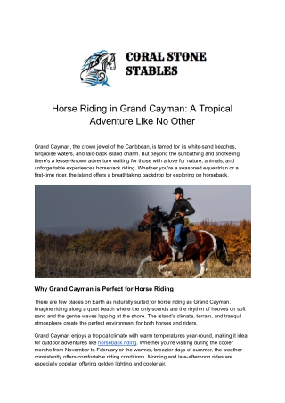 Horse Riding in Grand Cayman_ A Tropical Adventure Like No Other