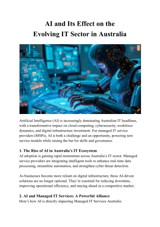 AI And Its Effect On The Evolving IT Sector In Australia - Elevate