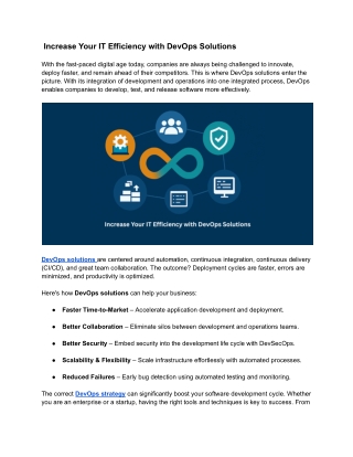 Increase Your IT Efficiency with DevOps Solutions