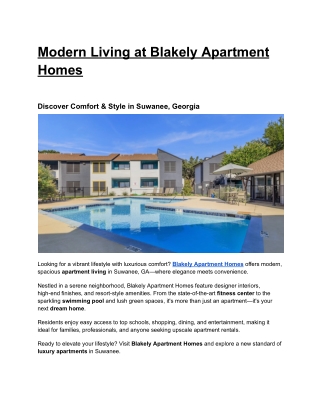 Modern Living at Blakely Apartment Homes