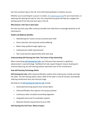 Hot Tubs and Swim Spas in the UK