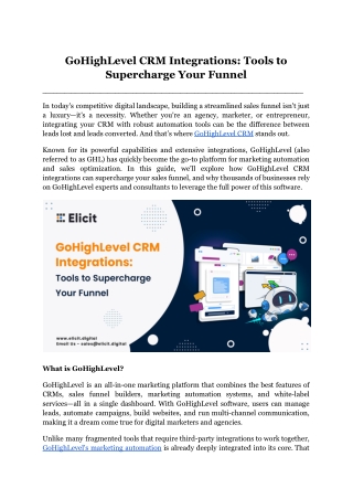 GoHighLevel CRM Integrations_ Tools to Supercharge Your Funnel