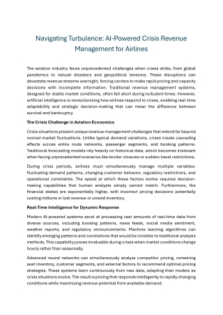 Navigating Turbulence AI-Powered Crisis Revenue Management for Airlines