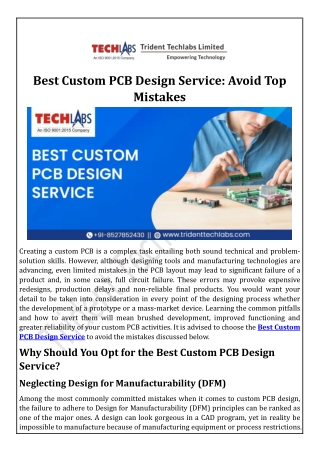 Best Custom PCB Design Service: Avoid Top Mistakes