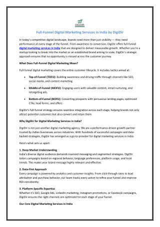 Full-Funnel Digital Marketing Services in India by DigiDir