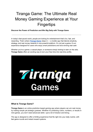 Tiranga Game_ The Ultimate Real Money Gaming Experience at Your Fingertips