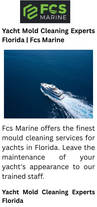 Yacht Mold Cleaning Experts Florida  Fcs Marine