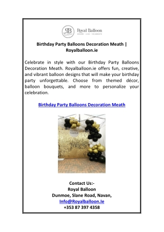 Birthday Party Balloons Decoration Meath | Royalballoon.ie
