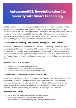 AutoscopeSOS: Revolutionizing Car Security with Smart Technology