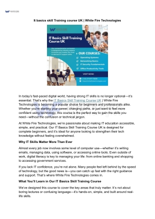 It basics skill Training course UK