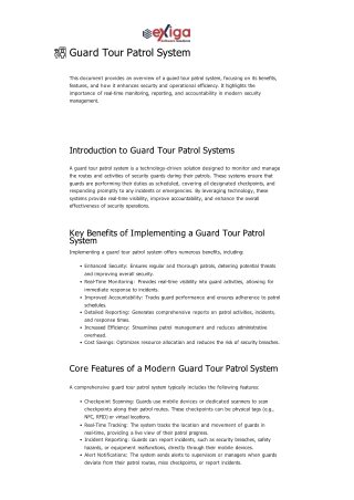 Guard Tour Patrol System