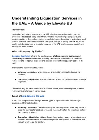 Understanding Liquidation Services in the UAE – A Guide by Elevate BS