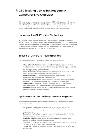 GPS Tracking Device in Singapore_ A Comprehensive Overview
