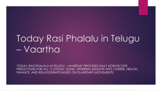 Today Rasi Phalalu in Telugu – Vaartha