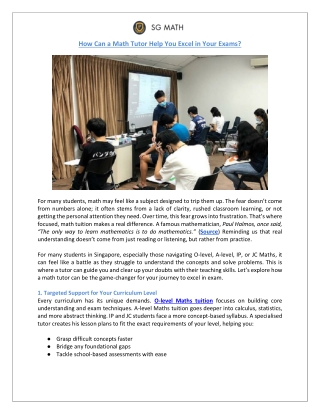 How Can a Math Tutor Help You Excel in Your Exams?
